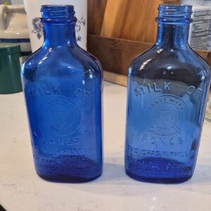 Vintage Blue Glass Bottles for Home Dining